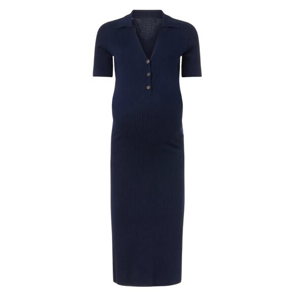 Ripe Maddy Knit Polo Maternity Dress in Navy, Size M - Picture 1 of 7
